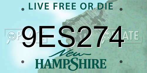 9ES274 New Hampshire License Plate
