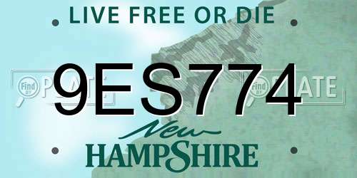 9ES774 New Hampshire License Plate