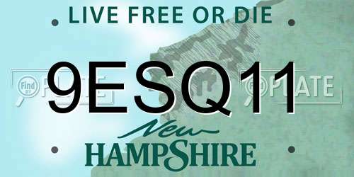 9ESQ11 New Hampshire License Plate