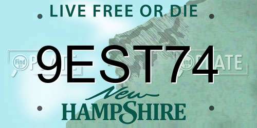 9EST74 New Hampshire License Plate
