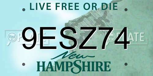 9ESZ74 New Hampshire License Plate