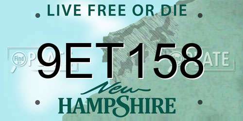 9ET158 New Hampshire License Plate