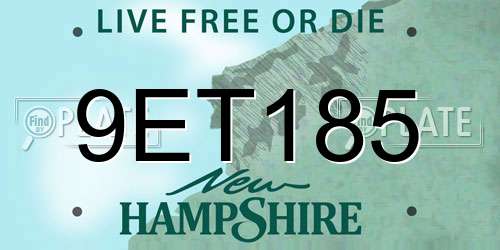 9ET185 New Hampshire License Plate