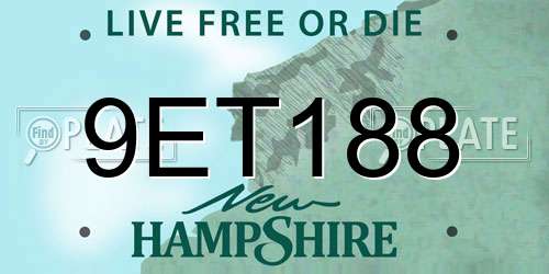 9ET188 New Hampshire License Plate