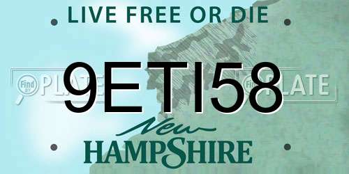 9ETI58 New Hampshire License Plate