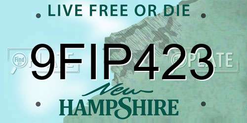 9FIP423 New Hampshire License Plate