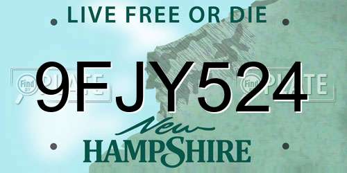 9FJY524 New Hampshire License Plate