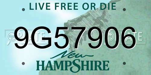 9G57906 New Hampshire License Plate