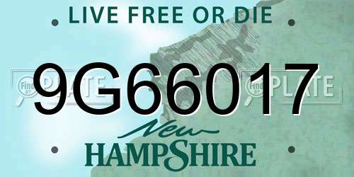 9G66017 New Hampshire License Plate