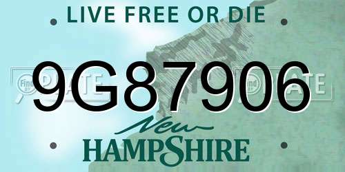 9G87906 New Hampshire License Plate