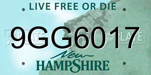 9GG6017 New Hampshire License Plate