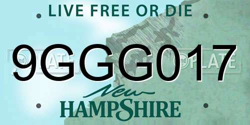 9GGG017 New Hampshire License Plate