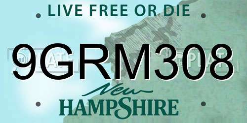 9GRM308 New Hampshire License Plate