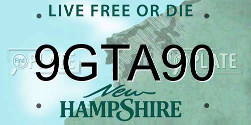 9GTA90 New Hampshire License Plate