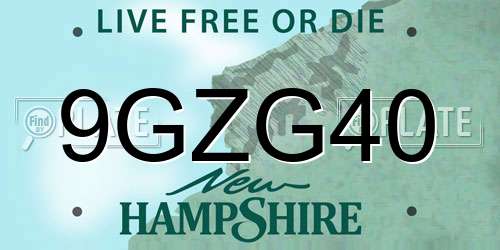 9GZG40 New Hampshire License Plate