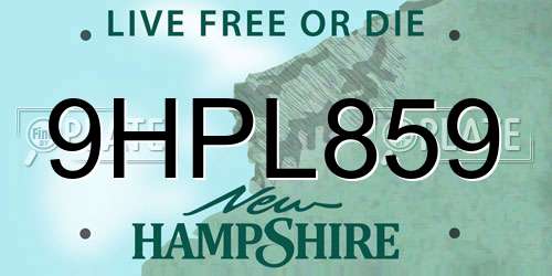 9HPL859 New Hampshire License Plate
