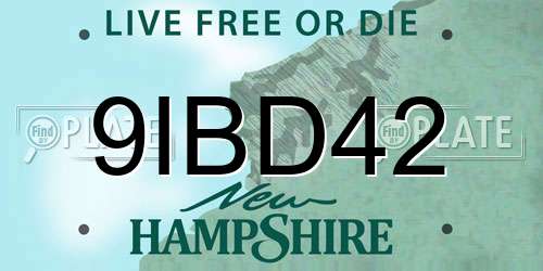 9IBD42 New Hampshire License Plate