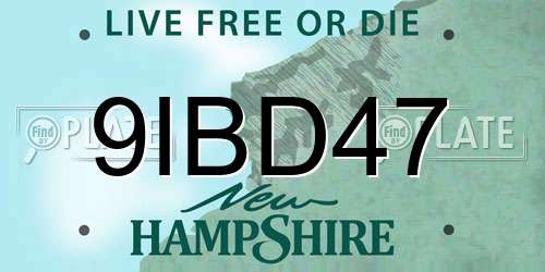 9IBD47 New Hampshire License Plate