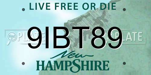 9IBT89 New Hampshire License Plate
