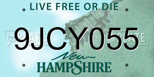 9JCY055 New Hampshire License Plate
