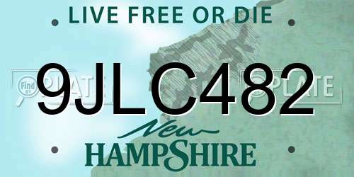 9JLC482 New Hampshire License Plate