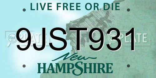9JST931 New Hampshire License Plate