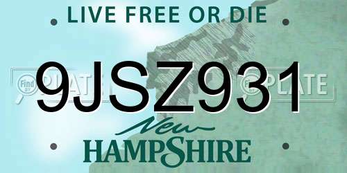 9JSZ931 New Hampshire License Plate