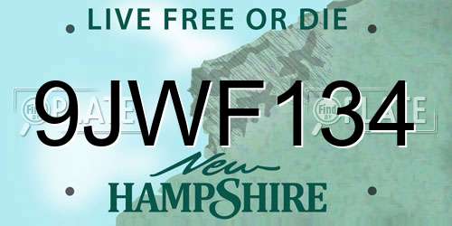 9JWF134 New Hampshire License Plate