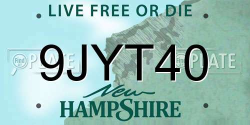 9JYT40 New Hampshire License Plate