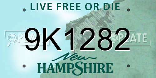 9K1282 New Hampshire License Plate