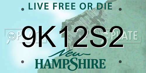 9K12S2 New Hampshire License Plate