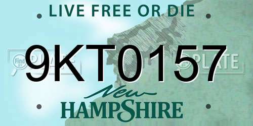 9KT0157 New Hampshire License Plate