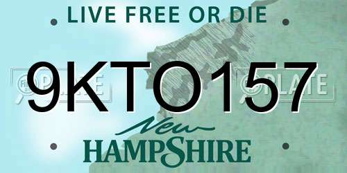 9KTO157 New Hampshire License Plate