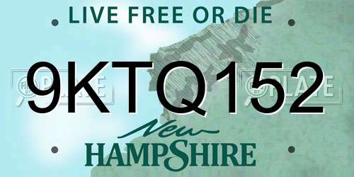 9KTQ152 New Hampshire License Plate