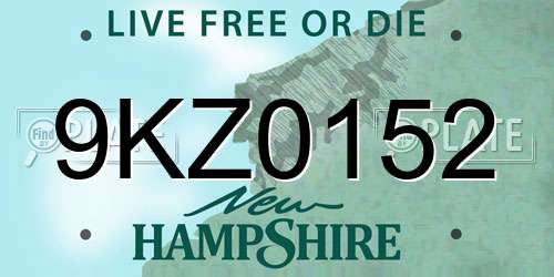 9KZ0152 New Hampshire License Plate