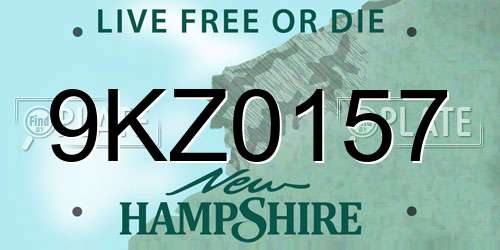 9KZ0157 New Hampshire License Plate