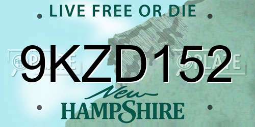 9KZD152 New Hampshire License Plate