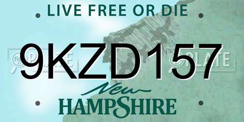 9KZD157 New Hampshire License Plate