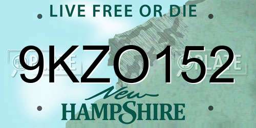 9KZO152 New Hampshire License Plate