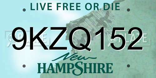 9KZQ152 New Hampshire License Plate