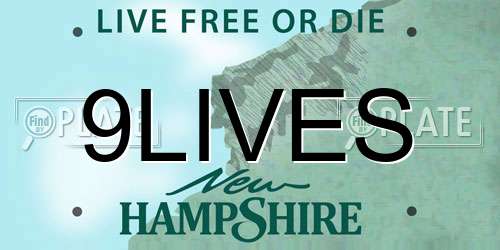 9LIVES New Hampshire License Plate