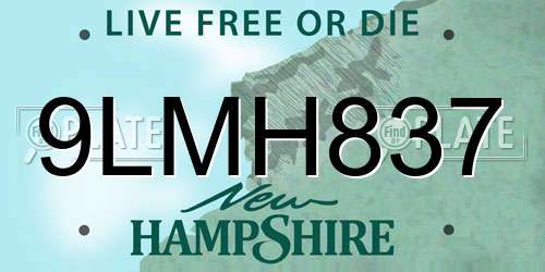 9LMH837 New Hampshire License Plate