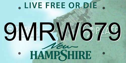 9MRW679 New Hampshire License Plate