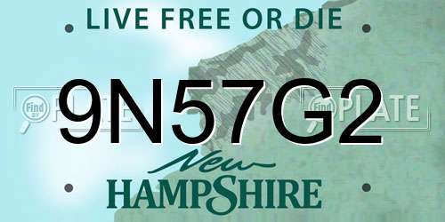 9N57G2 New Hampshire License Plate