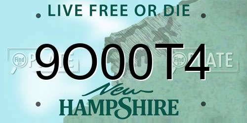 9O00T4 New Hampshire License Plate