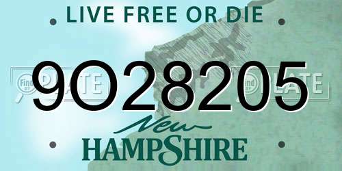 9O28205 New Hampshire License Plate