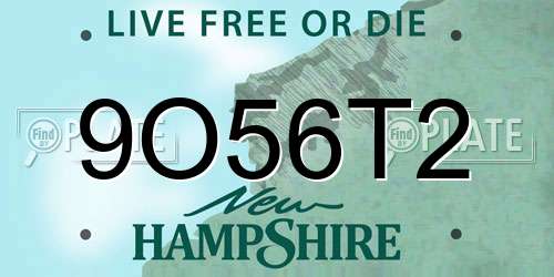 9O56T2 New Hampshire License Plate