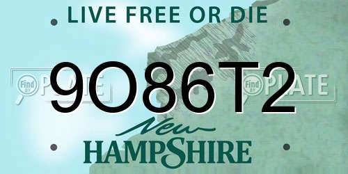 9O86T2 New Hampshire License Plate