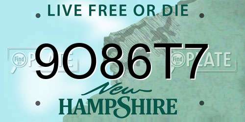 9O86T7 New Hampshire License Plate