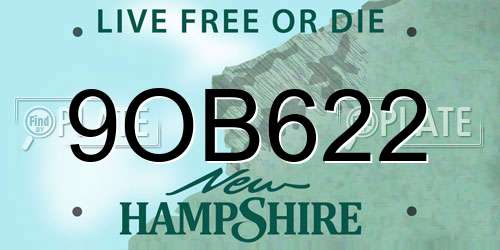 9OB622 New Hampshire License Plate